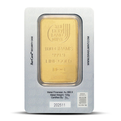 100 Gram The Holy Land Mint Gold Bar (New w/ Assay)