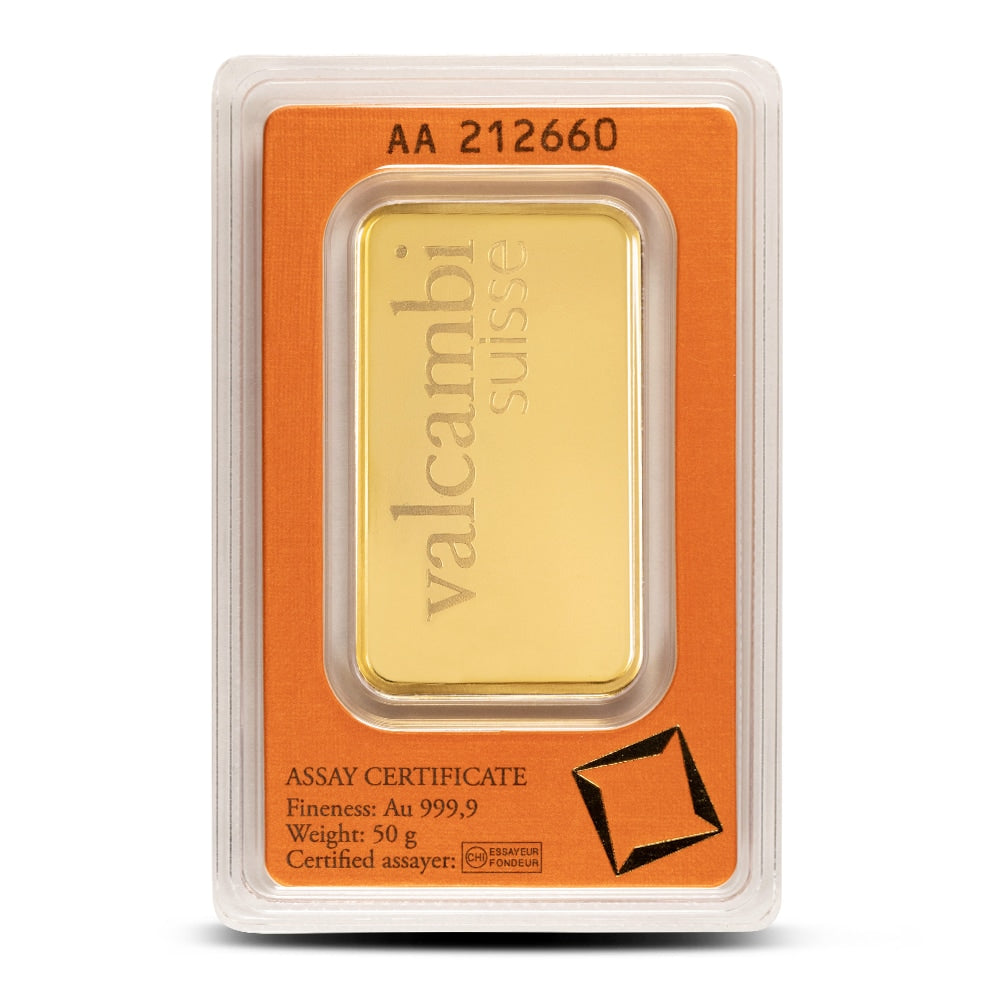 50 Gram Valcambi Gold Bar (New w/ Assay)