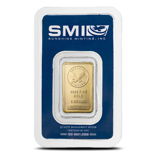 5 Gram Sunshine Gold Bar (New w/ Assay, MintMark SI)