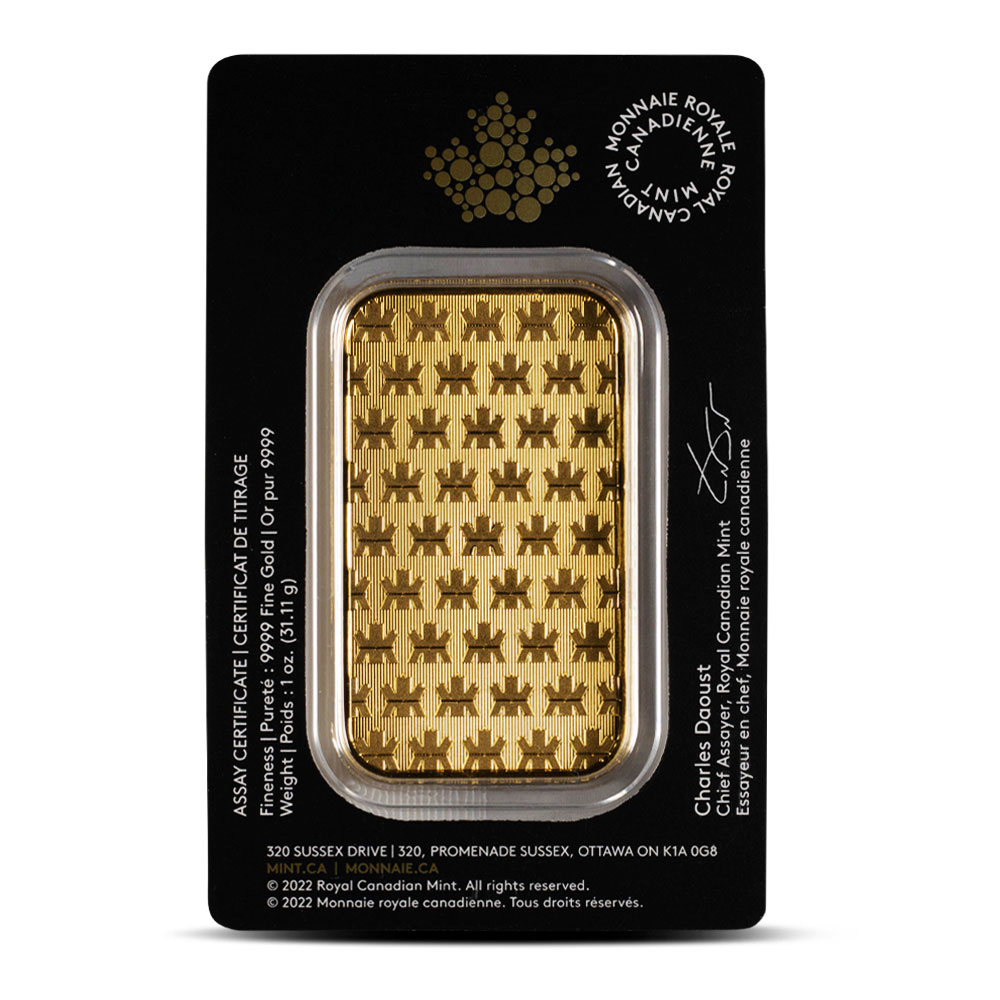 1 oz (RCM) Royal Canadian Mint Gold Bar (New w/ Assay)