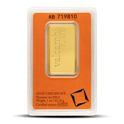 1 oz Valcambi Gold Bar (New w/ Assay)