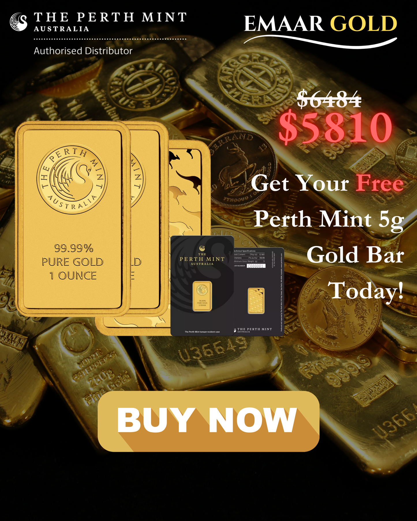 Perth Mint 2x1oz Gold Bars + Free 5g Gold Bar – Limited-Time Offer!